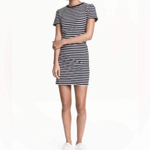 H&M Stripped Jersey Tshirt Dress - Picture 1 of 4